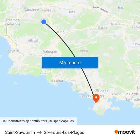 Saint-Savournin to Six-Fours-Les-Plages map