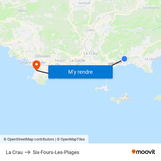 La Crau to Six-Fours-Les-Plages map
