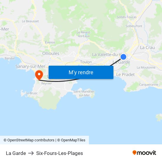 La Garde to Six-Fours-Les-Plages map