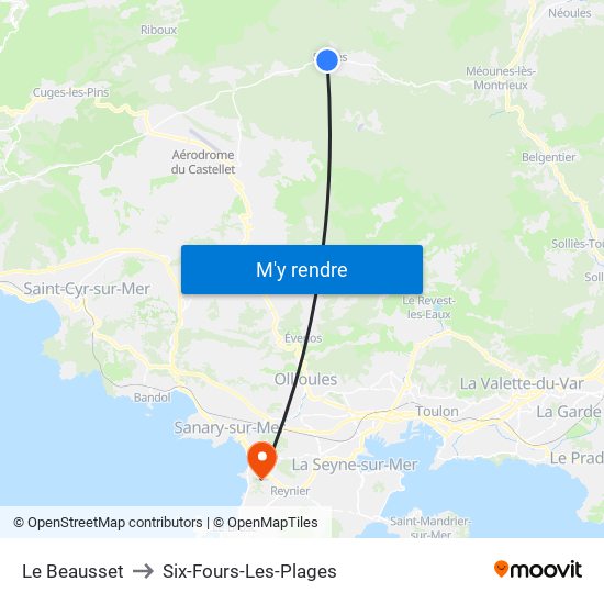 Le Beausset to Six-Fours-Les-Plages map