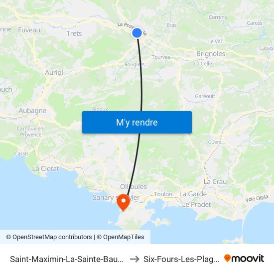 Saint-Maximin-La-Sainte-Baume to Six-Fours-Les-Plages map