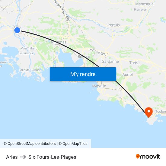 Arles to Six-Fours-Les-Plages map