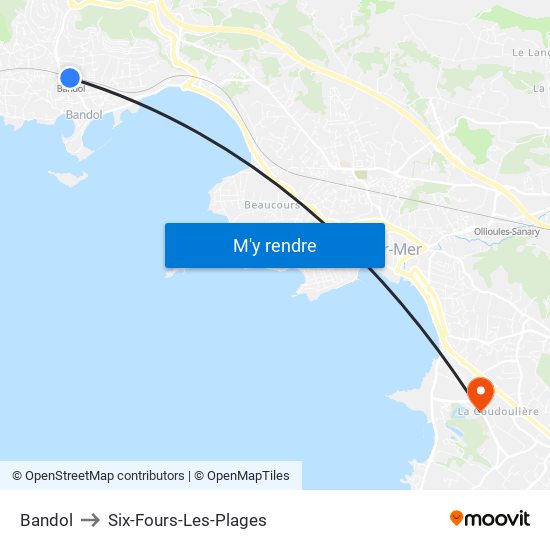 Bandol to Six-Fours-Les-Plages map