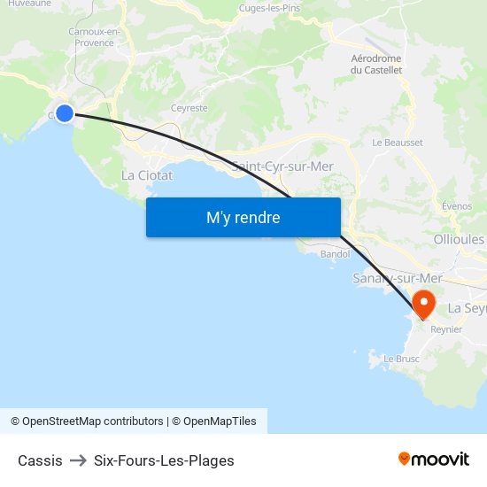Cassis to Six-Fours-Les-Plages map