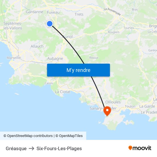 Gréasque to Six-Fours-Les-Plages map