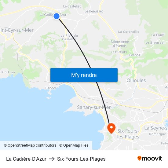 La Cadière-D'Azur to Six-Fours-Les-Plages map