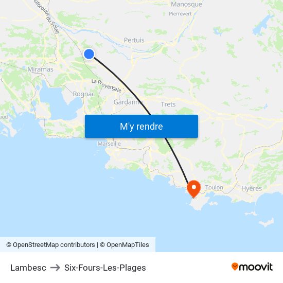 Lambesc to Six-Fours-Les-Plages map