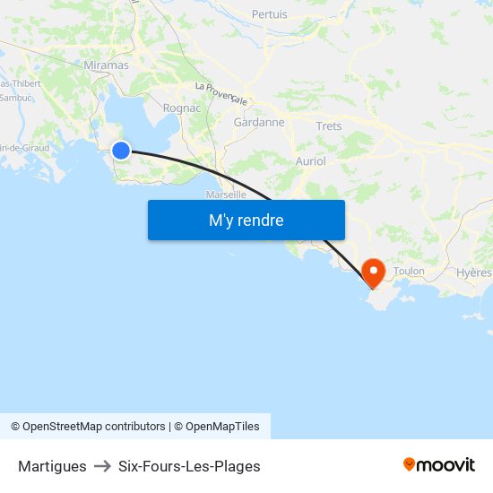 Martigues to Six-Fours-Les-Plages map