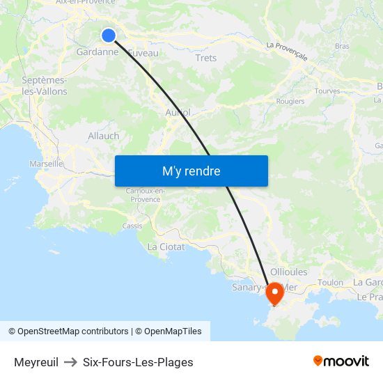 Meyreuil to Six-Fours-Les-Plages map