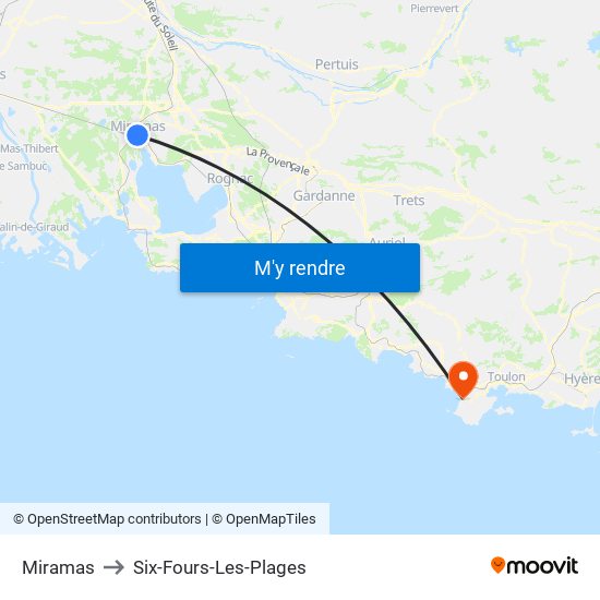 Miramas to Six-Fours-Les-Plages map