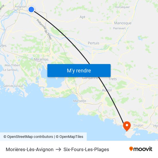 Morières-Lès-Avignon to Six-Fours-Les-Plages map