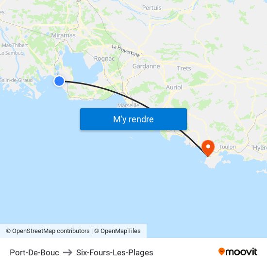 Port-De-Bouc to Six-Fours-Les-Plages map