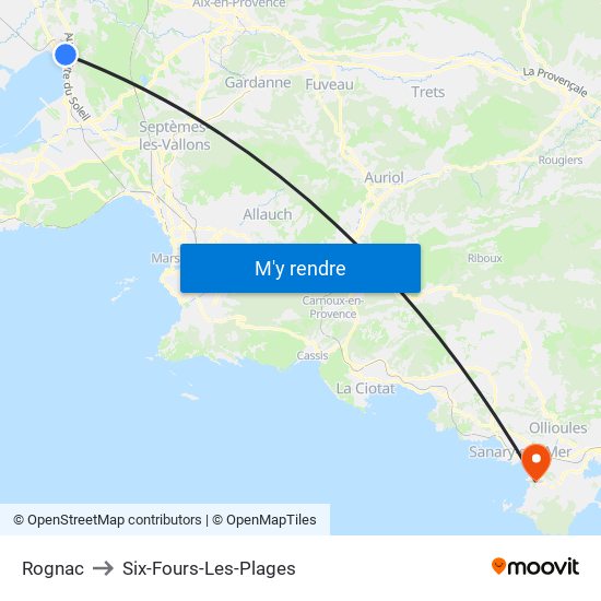 Rognac to Six-Fours-Les-Plages map