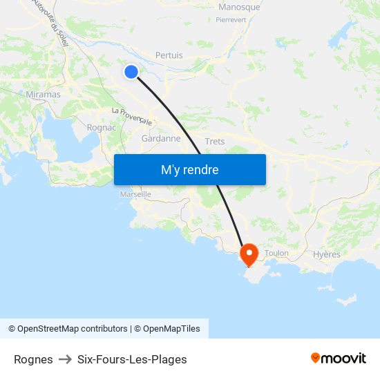 Rognes to Six-Fours-Les-Plages map