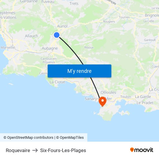 Roquevaire to Six-Fours-Les-Plages map