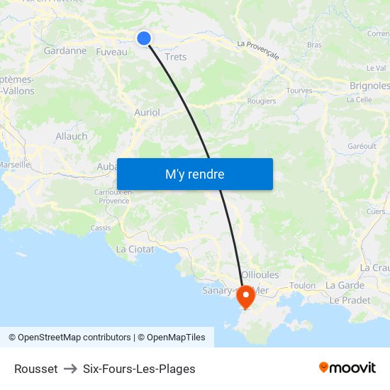 Rousset to Six-Fours-Les-Plages map