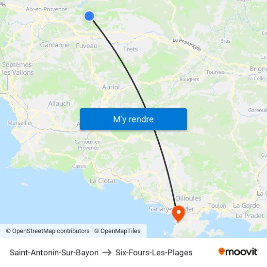 Saint-Antonin-Sur-Bayon to Six-Fours-Les-Plages map