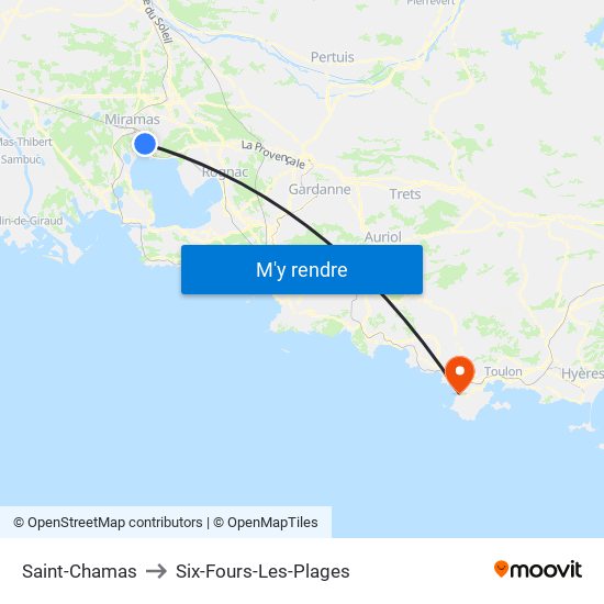 Saint-Chamas to Six-Fours-Les-Plages map