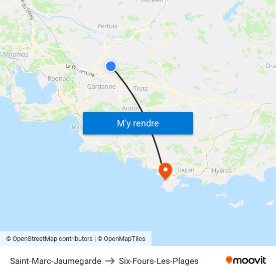 Saint-Marc-Jaumegarde to Six-Fours-Les-Plages map