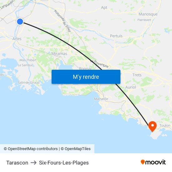 Tarascon to Six-Fours-Les-Plages map