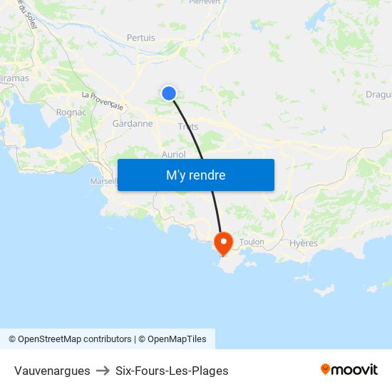 Vauvenargues to Six-Fours-Les-Plages map