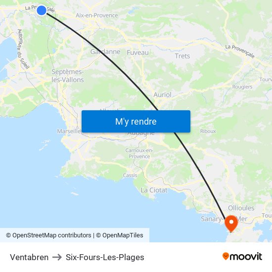 Ventabren to Six-Fours-Les-Plages map