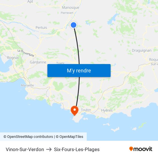 Vinon-Sur-Verdon to Six-Fours-Les-Plages map