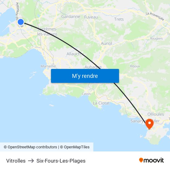 Vitrolles to Six-Fours-Les-Plages map