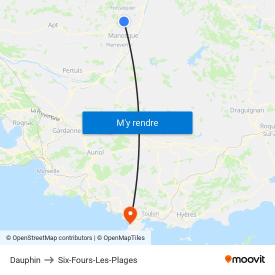 Dauphin to Six-Fours-Les-Plages map