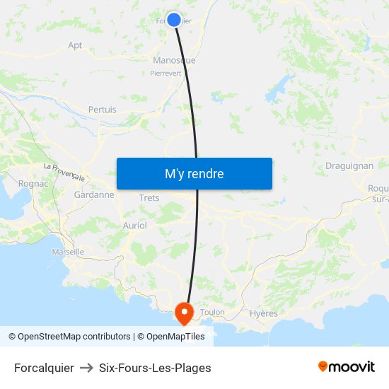 Forcalquier to Six-Fours-Les-Plages map