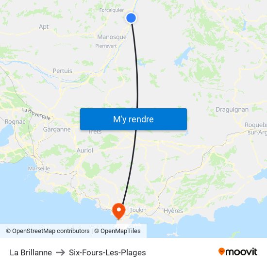 La Brillanne to Six-Fours-Les-Plages map
