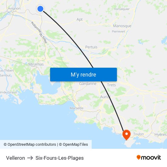 Velleron to Six-Fours-Les-Plages map