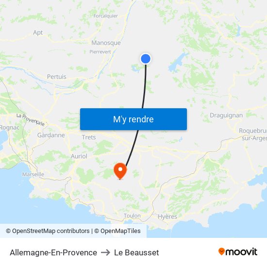 Allemagne-En-Provence to Le Beausset map