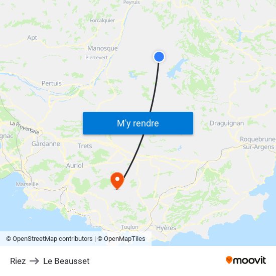 Riez to Le Beausset map