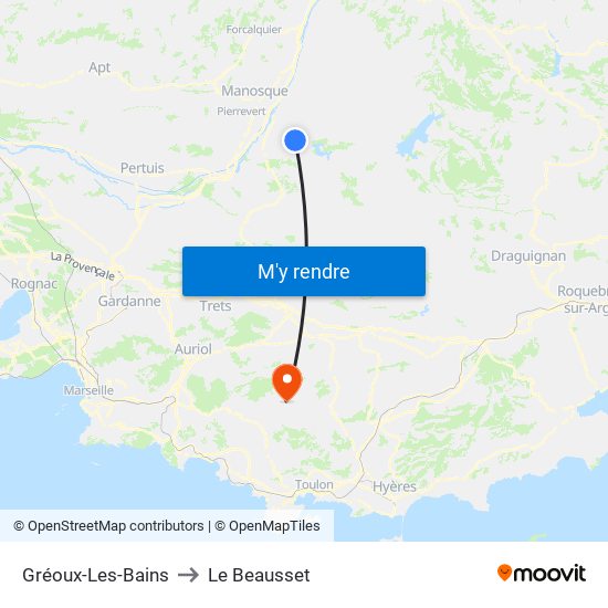 Gréoux-Les-Bains to Le Beausset map