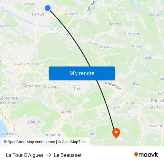 La Tour-D'Aigues to Le Beausset map
