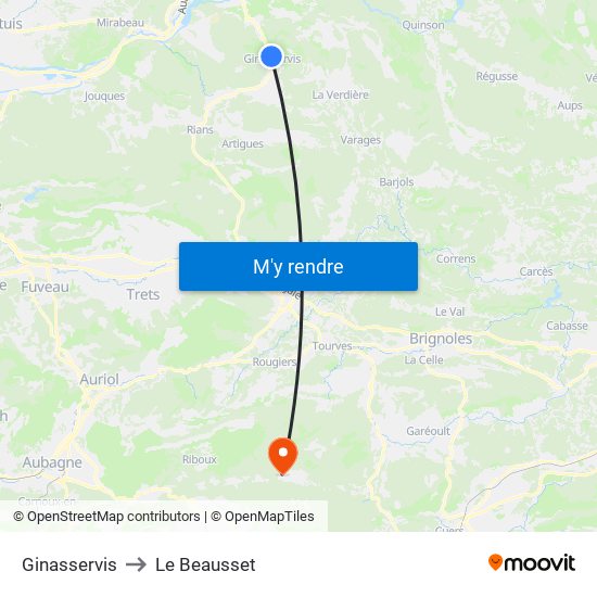 Ginasservis to Le Beausset map