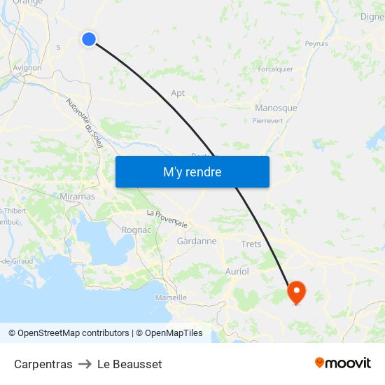 Carpentras to Le Beausset map