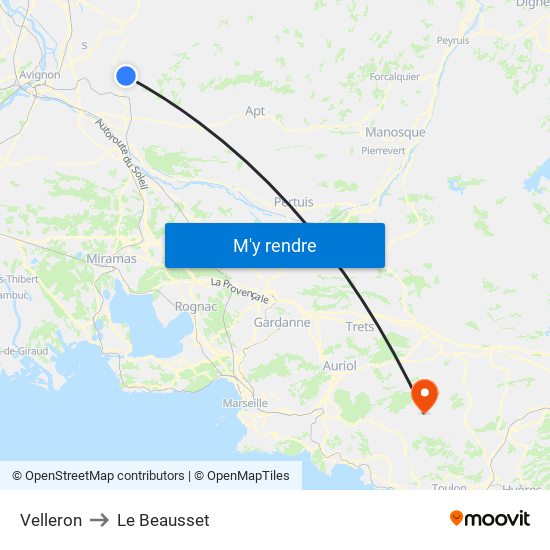 Velleron to Le Beausset map