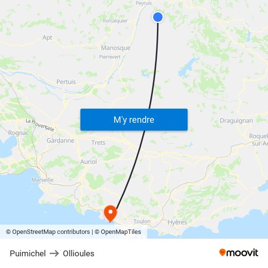 Puimichel to Ollioules map