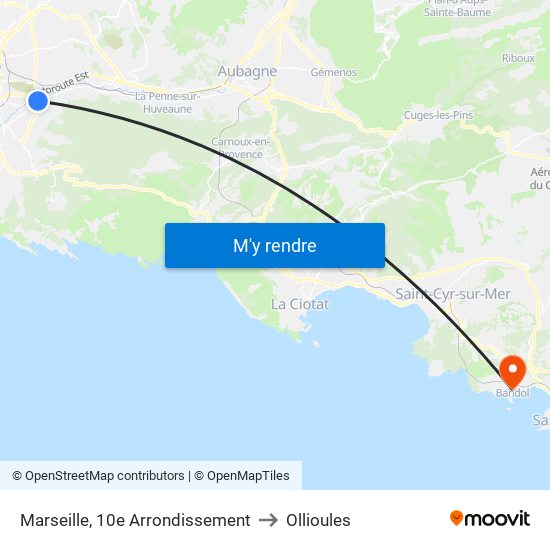 Marseille, 10e Arrondissement to Ollioules map