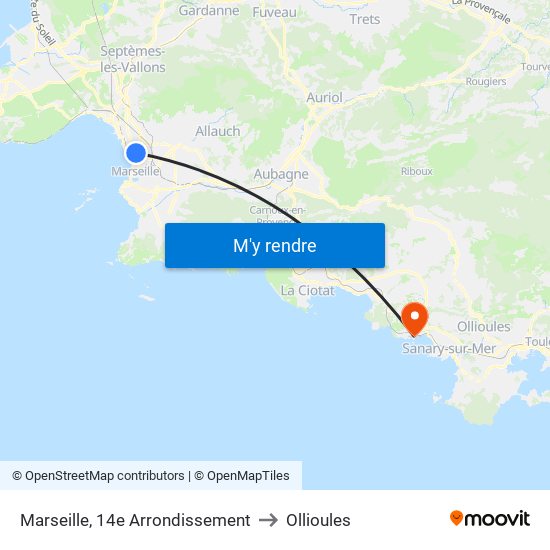 Marseille, 14e Arrondissement to Ollioules map