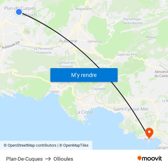 Plan-De-Cuques to Ollioules map