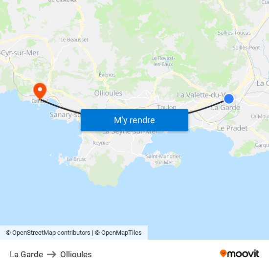 La Garde to Ollioules map