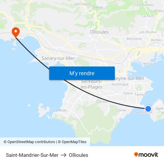 Saint-Mandrier-Sur-Mer to Ollioules map