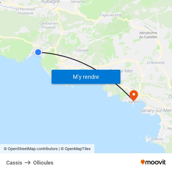 Cassis to Ollioules map