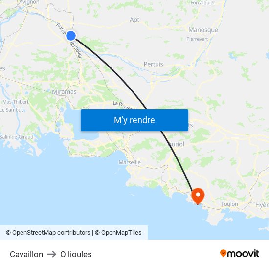 Cavaillon to Ollioules map