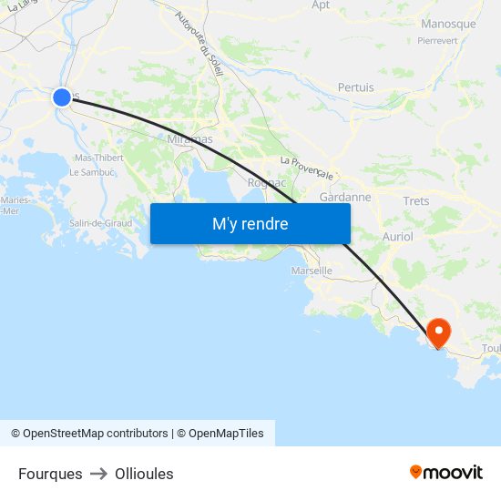 Fourques to Ollioules map