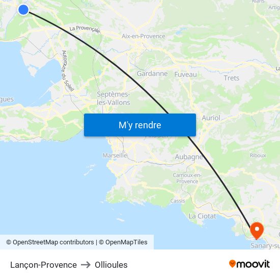 Lançon-Provence to Ollioules map
