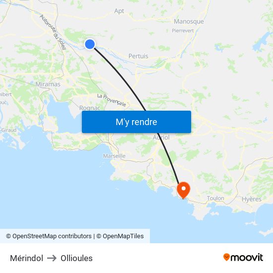 Mérindol to Ollioules map
